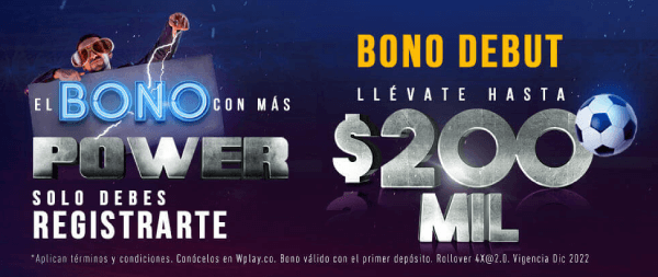 Bono Debut Wplay 200.000 COP - Código Promocional de Wplay Colombia